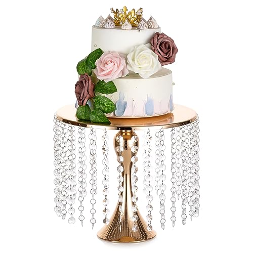 Inweder Hochzeits Tortenständer Metall Tortenplatte - 30cm Rund Tortenständer Hoch Kuchensockel Ständer Kuchenplatte Gold Cupcake Ständer für Nachmittagstee Dessert Tisch Party Zeremonie von Inweder