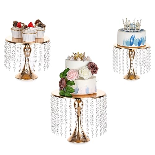 Inweder Hochzeits Tortenständer Metall Tortenplatte - Set mit 3 Rund Tortenständer Kuchensockel Ständer Kuchenplatte Gold Cupcake Ständer für Nachmittagstee Dessert Tisch Party Zeremonie von Inweder