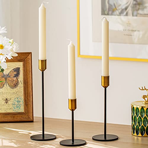 Inweder Kerzenhalter Kerzenständer Dekoration Wohnzimmer - 3er Set Kerzenleuchter mit Messingspitze Kerzenständer für Tischdekoration Hochzeitsessen Wohnkultur Geeignet für 2cm Durchmesser Kerzen von Inweder