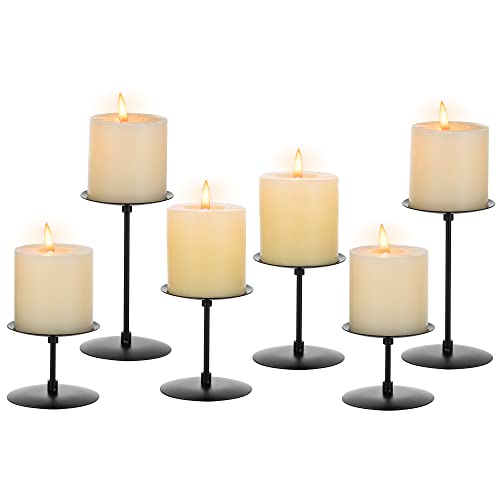 Inweder Kerzenhalter Stumpenkerzen Kerzenständer Schwarz - 6er Set Metall Kerzenständer für Stumpenkerzen Schwarze Kerzenleuchter Kerzentablett Hochzeit Tischdeko Weihnachten Wohnzimmer Deko Modern von Inweder