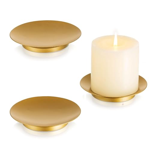 Inweder Kerzenteller Kerzentablett Dekorativen Kerzenständer-Gold Eisen Kerzenhalter für Stumpenkerzen 6er Set Weihnachts Kerzenleuchter für Wachskerzen Halloween Hochzeit Party Wohnzimmer von Inweder