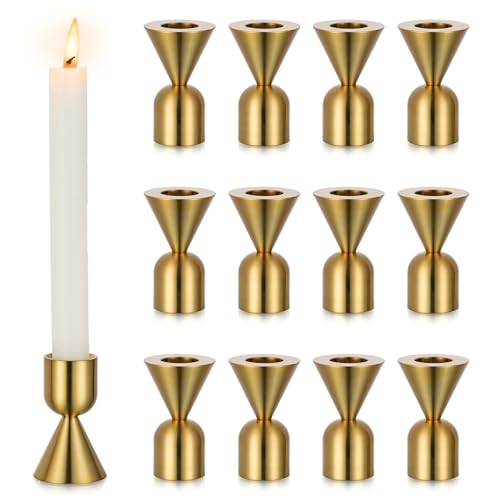 Inweder Kerzenständer Gold Kerzenhalter Stabkerze: 12 Stück Stabkerzenhalter aus Metall Modern Candle Holder Vintage Kerzenständer Stabkerzen für Tischdeko Hochzeit Halloween Wohnzimmer Deko von Inweder