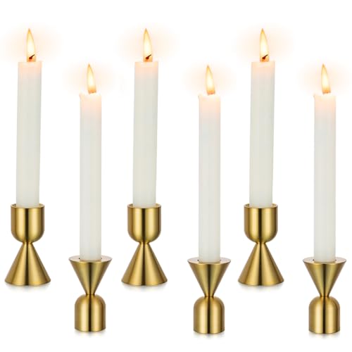 Inweder Kerzenständer Gold Kerzenhalter Stabkerze: 6 Stück Stabkerzenhalter aus Metall Modern Candle Holder Vintage Kerzenständer Stabkerzen für Tischdeko Hochzeit Halloween Wohnzimmer Deko von Inweder