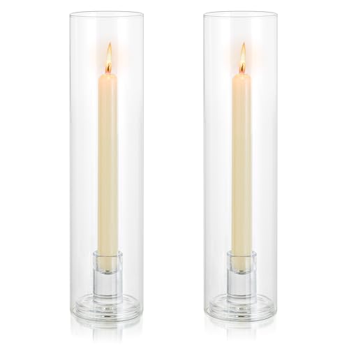 Inweder Kerzenständer für Spitzkerze 2pcs Glas-Kerzenhalter für Spitzkerzenhalter mit Abnehmbarer Glasabdeckung Kegelkerzenhalter für Tafelaufsatz Hochzeit Veranstaltung Heimdekoration von Inweder