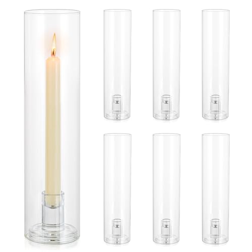 Inweder Kerzenständer für Spitzkerze 6pcs Glas-Kerzenhalter für Spitzkerzenhalter mit Abnehmbarer Glasabdeckung Kegelkerzenhalter für Tafelaufsatz Hochzeit Veranstaltung Heimdekoration von Inweder