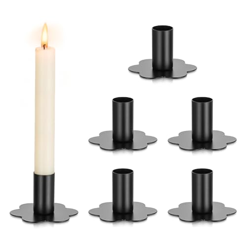 Inweder Kerzenständer für Stabkerzen Metall-Kerzenhalter: 6 er Schwarz Stabkerzenhalter für Tischaufsätze Moderne Spitzkerzenhalter für Advent Weihnachten Klein Kerzenständer Set für Hochzeit Heimdeko von Inweder