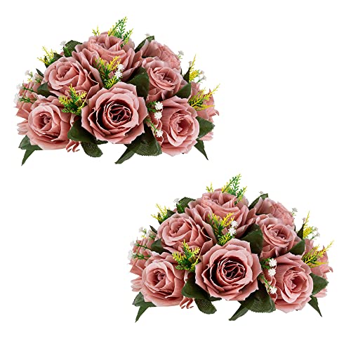 Inweder Künstliche Rosen Blumen für Tischdeko Hochzeit: 2 Pcs Rosa Kunstblumen Blumenkugeln Blumenarrangements Dekorative Künstliche Blumensträuße Fake Blumen Deko Tafelaufsatz für Party Home von Inweder