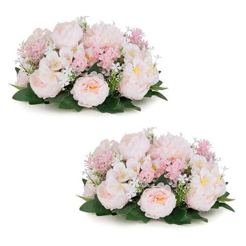 Inweder Kunstblumen für Mittelstücke Deko Hochzeit - 2 Stück Rosa Künstliche Blumen für Tischdeko Seiden Pfingstrose mit Kunststoffbasis Gefälschte Blumenkugeln für Party Jubiläum Wohnkultur von Inweder