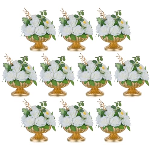 Inweder Metall Blumenvase für Tischdekoration: 10 Stück Vintage Gold Hochzeit Blumenarrangement Pot Vase für Blumen Kleiner Pflanzentopf Pflanzer Schüssel für Party Event Geburtstag Heimdeko von Inweder