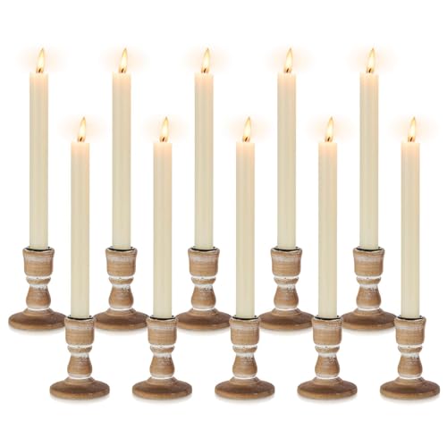 Inweder kerzenständer Holz Kerzenhalter Stabkerze: 10er Kerzenständer Vintage für Stabkerzen Rustikale kerzenleuchter für Tisch-Mittelstück Hochzeit Veranstaltung Weihnachten oder Heimdekoration von Inweder