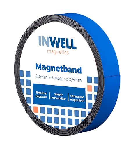 Inwell - Magnetband 20 mm in Farbe Blau auf Rol | 5 meter | NICHT Selbstklebend | Stark magnetisch | Magnetstreifen Inwell - Magnetband 20 mm in Farbe Blau auf Rol | 5 meter | NICHT Selbstklebend | Stark magnetisch | Magnetstreifen von Inwell