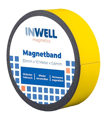 Inwell - Magnetband 30 mm in Farbe Gelb auf Rol | 10 meter | NICHT Selbstklebend | Stark magnetisch | Magnetstreifen Inwell - Magnetband 30 mm in Farbe Gelb auf Rol | 10 meter | NICHT Selbstklebend | Stark magnetisch | Magnetstreifen von Inwell