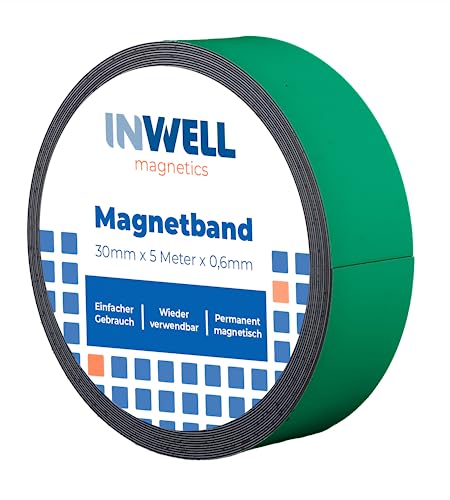 Inwell - Magnetband 30 mm in Farbe Grün auf Rol | 5 meter | NICHT Selbstklebend | Stark magnetisch | Magnetstreifen Inwell - Magnetband 30 mm in Farbe Grün auf Rol | 5 meter | NICHT Selbstklebend | Stark magnetisch | Magnetstreifen von Inwell