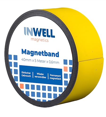 Inwell - Magnetband 40 mm in Farbe Gelb auf Rol | 5 meter | NICHT Selbstklebend | Stark magnetisch | Magnetstreifen Inwell - Magnetband 40 mm in Farbe Gelb auf Rol | 5 meter | NICHT Selbstklebend | Stark magnetisch | Magnetstreifen von Inwell
