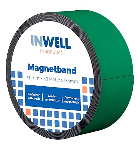 Inwell - Magnetband 40 mm in Farbe Grün auf Rol | 30 meter | NICHT Selbstklebend | Stark magnetisch | Magnetstreifen Inwell - Magnetband 40 mm in Farbe Grün auf Rol | 30 meter | NICHT Selbstklebend | Stark magnetisch | Magnetstreifen von Inwell