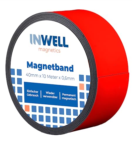 Inwell - Magnetband 40 mm in Farbe Rot auf Rol | 10 meter | NICHT Selbstklebend | Stark magnetisch | Magnetstreifen Inwell - Magnetband 40 mm in Farbe Rot auf Rol | 10 meter | NICHT Selbstklebend | Stark magnetisch | Magnetstreifen von Inwell