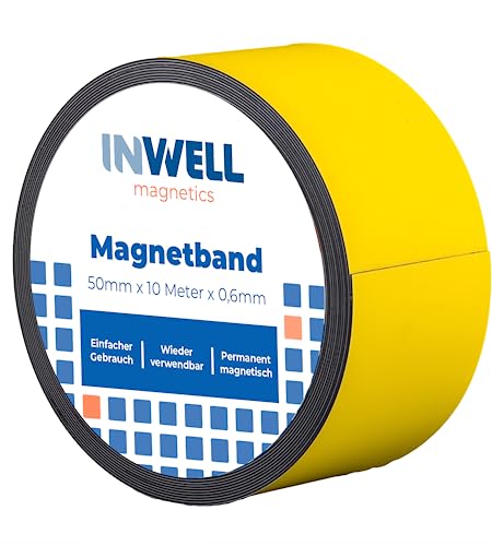 Inwell - Magnetband 50 mm in Farbe Gelb auf Rol | 10 meter | NICHT Selbstklebend | Stark magnetisch | Magnetstreifen Inwell - Magnetband 50 mm in Farbe Gelb auf Rol | 10 meter | NICHT Selbstklebend | Stark magnetisch | Magnetstreifen von Inwell