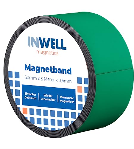 Inwell - Magnetband 50 mm in Farbe Grün auf Rol | 5 meter | NICHT Selbstklebend | Stark magnetisch | Magnetstreifen von Inwell