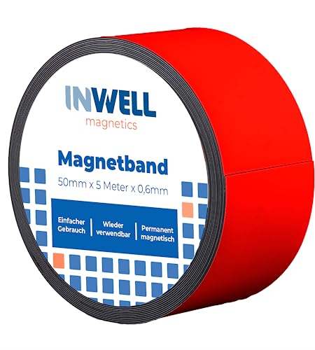 Inwell - Magnetband 50 mm in Farbe Rot auf Rol | 5 meter | NICHT Selbstklebend | Stark magnetisch | Magnetstreifen Inwell - Magnetband 50 mm in Farbe Rot auf Rol | 5 meter | NICHT Selbstklebend | Stark magnetisch | Magnetstreifen von Inwell
