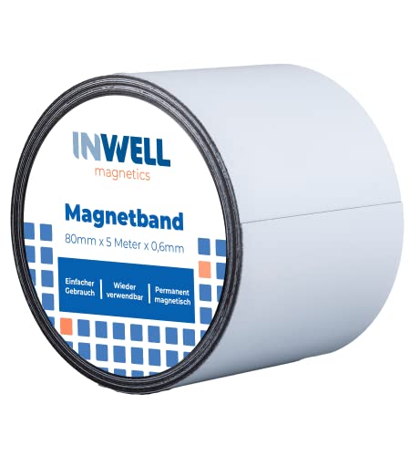 Inwell - Magnetband 80 mm in Farbe weiß auf Rol | 5 meter | NICHT Selbstklebend | Beschreibbare weiße Vinylschicht | Starker Magnetkraft | Magnetstreifen Inwell - Magnetband 80 mm in Farbe weiß auf Rol | 5 meter | NICHT Selbstklebend | Beschreibbare weiße Vinylschicht | Starker Magnetkraft | Magnetstreifen von Inwell