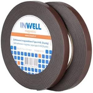 Inwell - Magnetband selbstklebend - Type A+B | 12,7 | 10 meter | Hochwertigem Kleber von Inwell