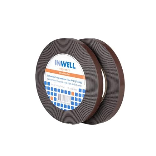Inwell - Magnetband selbstklebend - Type A+B | 12,7 | 5 meter | Hochwertigem Kleber von Inwell