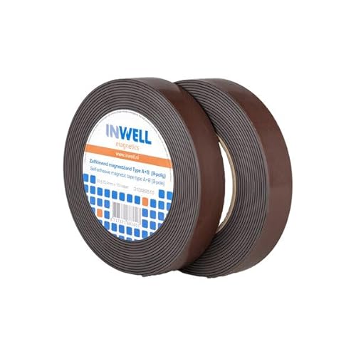 Inwell - Magnetband selbstklebend - Type A+B | 25,4 | 5 meter | Hochwertigem Kleber von Inwell