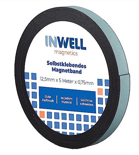 Inwell - Selbstklebendes Magnetband 12,5 mm auf Rol | 5 meter | Starker Magnetkraft | Magnetstreifen | Magnetklebeband Inwell - Selbstklebendes Magnetband 12,5 mm auf Rol | 5 meter | Starker Magnetkraft | Magnetstreifen | Magnetklebeband von Inwell