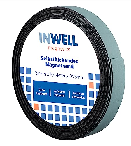 Inwell - Selbstklebendes Magnetband 15 mm auf Rol | 10 meter | Starker Magnetkraft | Magnetstreifen | Magnetklebeband Inwell - Selbstklebendes Magnetband 15 mm auf Rol | 10 meter | Starker Magnetkraft | Magnetstreifen | Magnetklebeband von Inwell
