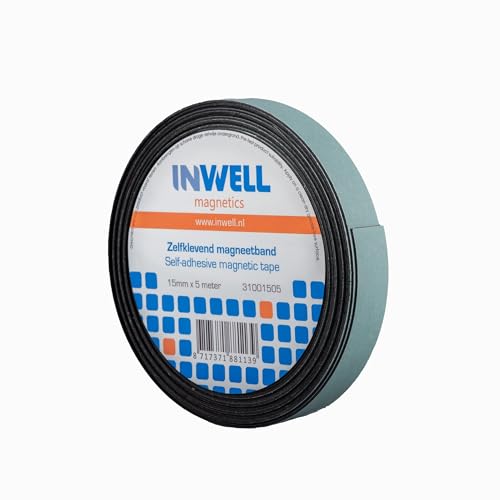 Inwell - Selbstklebendes Magnetband 15 mm auf Rol | 10 meter | Starker Magnetkraft | Magnetstreifen | Magnetklebeband von Inwell