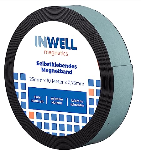 Inwell - Selbstklebendes Magnetband 25 mm auf Rol | 10 meter | Starker Magnetkraft | Magnetstreifen | Magnetklebeband Inwell - Selbstklebendes Magnetband 25 mm auf Rol | 10 meter | Starker Magnetkraft | Magnetstreifen | Magnetklebeband von Inwell