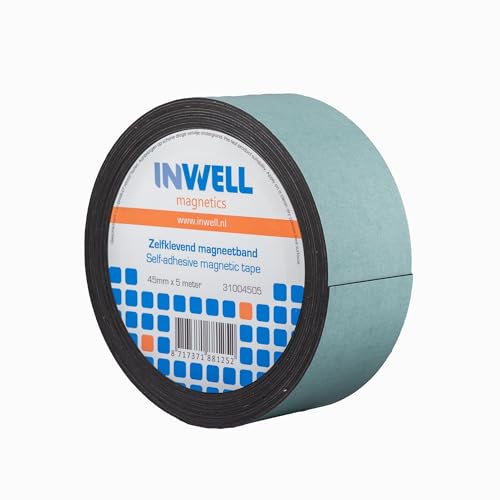 Inwell - Selbstklebendes Magnetband 45 mm auf Rol | 30 meter | Stark magnetisch | Selbstklebend I Magnetklebeband I Magnetstreifen von Inwell