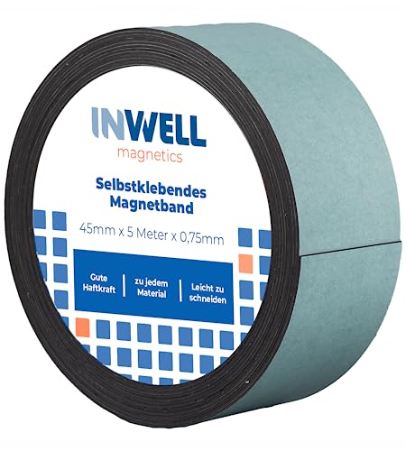 Inwell - Selbstklebendes Magnetband 45 mm auf Rol | 5 meter | Stark magnetisch | Selbstklebend I Magnetklebeband I Magnetstreifen Inwell - Selbstklebendes Magnetband 45 mm auf Rol | 5 meter | Stark magnetisch | Selbstklebend I Magnetklebeband I Magnetstreifen von Inwell