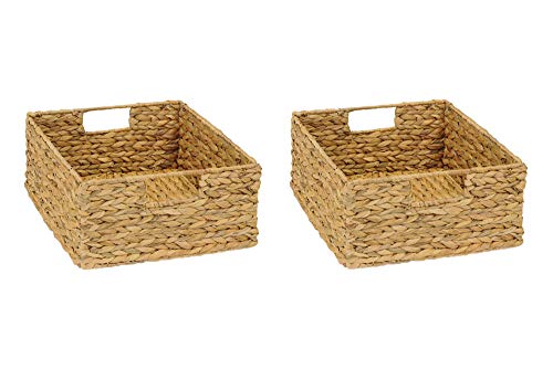 2er-Set Regal Korb für Halbes Fach im Kallax Regal/Wasserhyazinthe Natur Faltkorb Flechtkorb Regalbox Storage Box Aufbewahrungskorb Schrankkorb sehr stabil 31 x 34 x 15 cm von INWONA