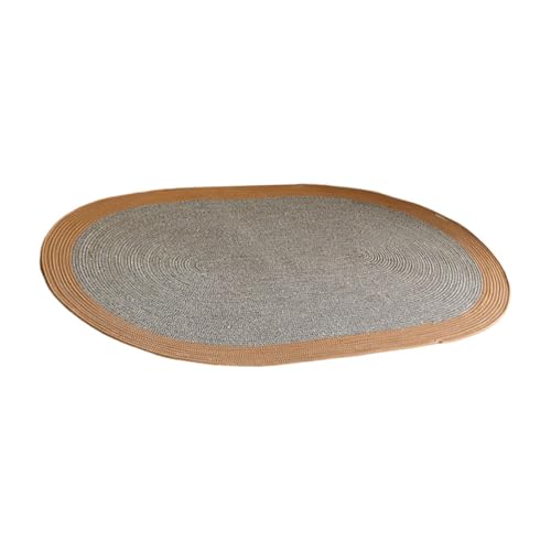 Ioensy Handgewebte Bodenmatte, Esszimmerteppich für Den Innenbereich unter Dem Tisch, Oval 80cmx120cm von Ioensy