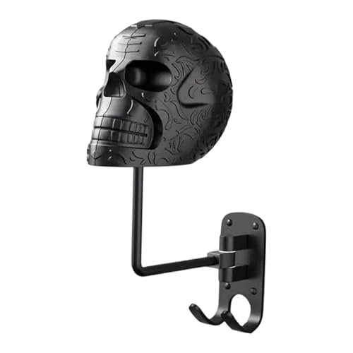 Ioensy Totenkopf Helmhalter, Helmständer, Hutständer, Mäntelständer, Multifunktionaler Displayständer, Universelles Motorradzubehör, Schwarz von Ioensy