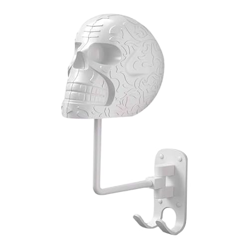 Ioensy Totenkopf Helmhalter, Helmständer, Hutständer, Mäntelständer, Multifunktionaler Displayständer, Universelles Motorradzubehör, Weiß von Ioensy