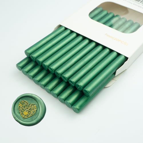 Wachs-Siegel-Stick, Ioggtser 20PCS Mini Klebepistole Wachs-Siegel-Stick für Wachs-Siegel-Stempel, Siegel-Wachs-Sticks für Hochzeit Einladungen, Karten, Umschläge (Pine Green) von Ioggtser