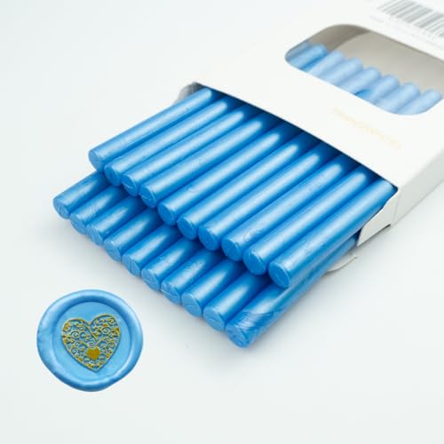 Wachs-Siegel-Stick, Ioggtser 20PCS Mini Klebepistole Wachs-Siegel-Stick für Wachs-Siegel-Stempel, Siegel-Wachs-Sticks für Hochzeit Einladungen, Karten, Umschläge (Sky Blue) von Ioggtser