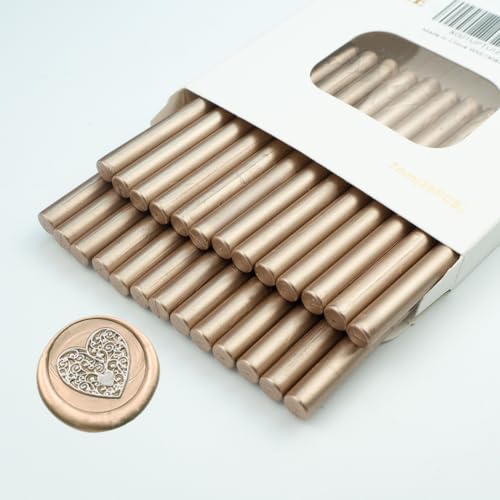 Wachs-Siegel-Stick, Ioggtser 26 PCS Mini Klebepistole Wachs-Siegel-Stick für Wachs-Siegel-Stempel, Siegel-Wachs-Sticks für Hochzeit Einladungen, Karten, Umschläge (Champagne Gold) von Ioggtser