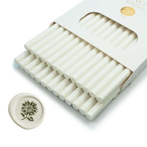 Wachs-Siegel-Stick, Ioggtser 26 PCS Mini Klebepistole Wachs-Siegel-Stick für Wachs-Siegel-Stempel, Siegel-Wachs-Sticks für Hochzeit Einladungen, Karten, Umschläge (White) von Ioggtser