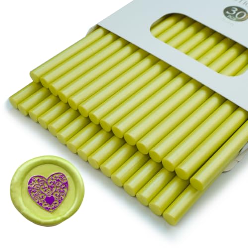 Wachs-Siegel-Stick, Ioggtser 30PCS Mini Klebepistole Wachs-Siegel-Stick für Wachs-Siegel-Stempel, Siegel-Wachs-Sticks für Hochzeit Einladungen, Karten, Umschläge (Chrysanthemum Yellow) von Ioggtser