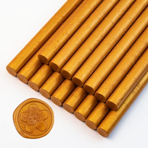 Wachs-Siegel-Sticks, Ioggtser 16 Stück Klebepistole Wachs-Siegel-Sticks für Wachs-Siegel-Stempel, Siegel-Wachs-Sticks für die Herstellung exquisiter Wachs-Siegel(Amber Gold) von Ioggtser