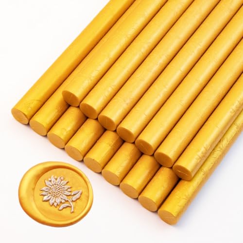 Wachs-Siegel-Sticks, Ioggtser 16 Stück Klebepistole Wachs-Siegel-Sticks für Wachs-Siegel-Stempel, Siegel-Wachs-Sticks für die Herstellung exquisiter Wachs-Siegel(Gold) von Ioggtser