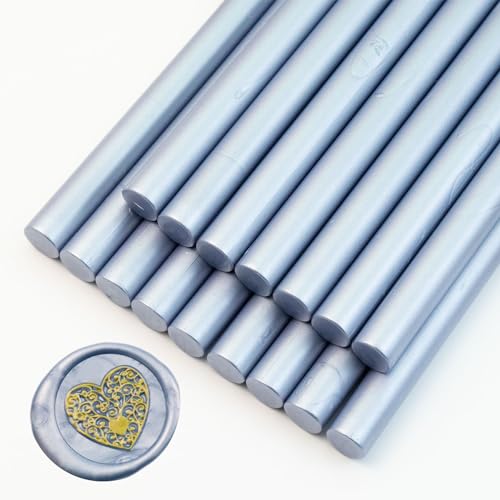 Wachs-Siegel-Sticks, Ioggtser 16 Stück Klebepistole Wachs-Siegel-Sticks für Wachs-Siegel-Stempel, Siegel-Wachs-Sticks für die Herstellung exquisiter Wachs-Siegel(Gray Blue) von Ioggtser