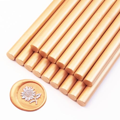 Wachs-Siegel-Sticks, Ioggtser 16 Stück Klebepistole Wachs-Siegel-Sticks für Wachs-Siegel-Stempel, Siegel-Wachs-Sticks für die Herstellung exquisiter Wachs-Siegel(Light Gold) von Ioggtser
