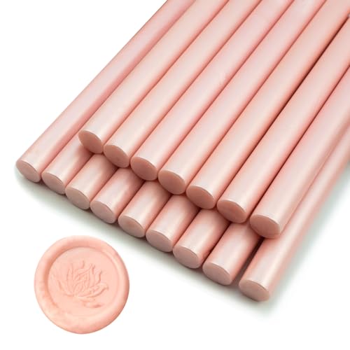 Wachs-Siegel-Sticks, Ioggtser 16 Stück Klebepistole Wachs-Siegel-Sticks für Wachs-Siegel-Stempel, Siegel-Wachs-Sticks für die Herstellung exquisiter Wachs-Siegel(Pearlescent Pink) von Ioggtser