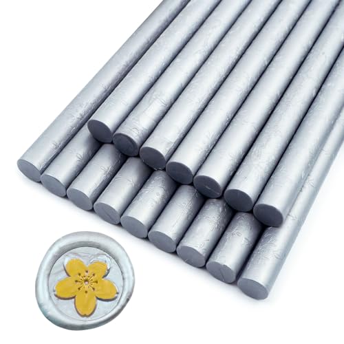 Wachs-Siegel-Sticks, Ioggtser 16 Stück Klebepistole Wachs-Siegel-Sticks für Wachs-Siegel-Stempel, Siegel-Wachs-Sticks für die Herstellung exquisiter Wachs-Siegel(Silver) von Ioggtser