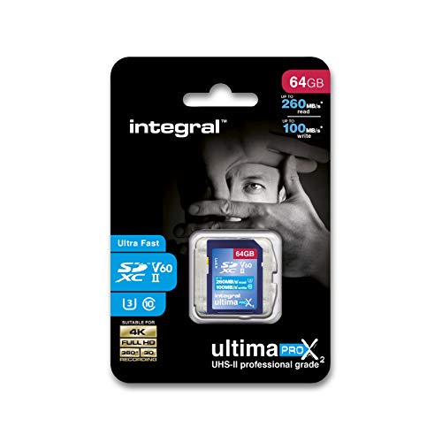 Integral 64GB UHS-II SD-Karte v60 Bis zu 260MB/s Lese- und 100MB/s Schreibgeschwindigkeit SDXC Professional High Speed Speicherkarte Integral 64GB UHS-II SD-Karte v60 Bis zu 260MB/s Lese- und 100MB/s Schreibgeschwindigkeit SDXC Professional High Speed Speicherkarte von Integral