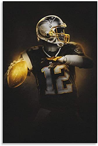 Iooie GemäLde Auf Leinwand American Football Legendary Star Tom Brady Sport für Wohnzimmer Dekor Wandkunst Malerei Poster Druckt Bilder 23.6"x35.4"(60x90cm) Kein Rahmen von Iooie